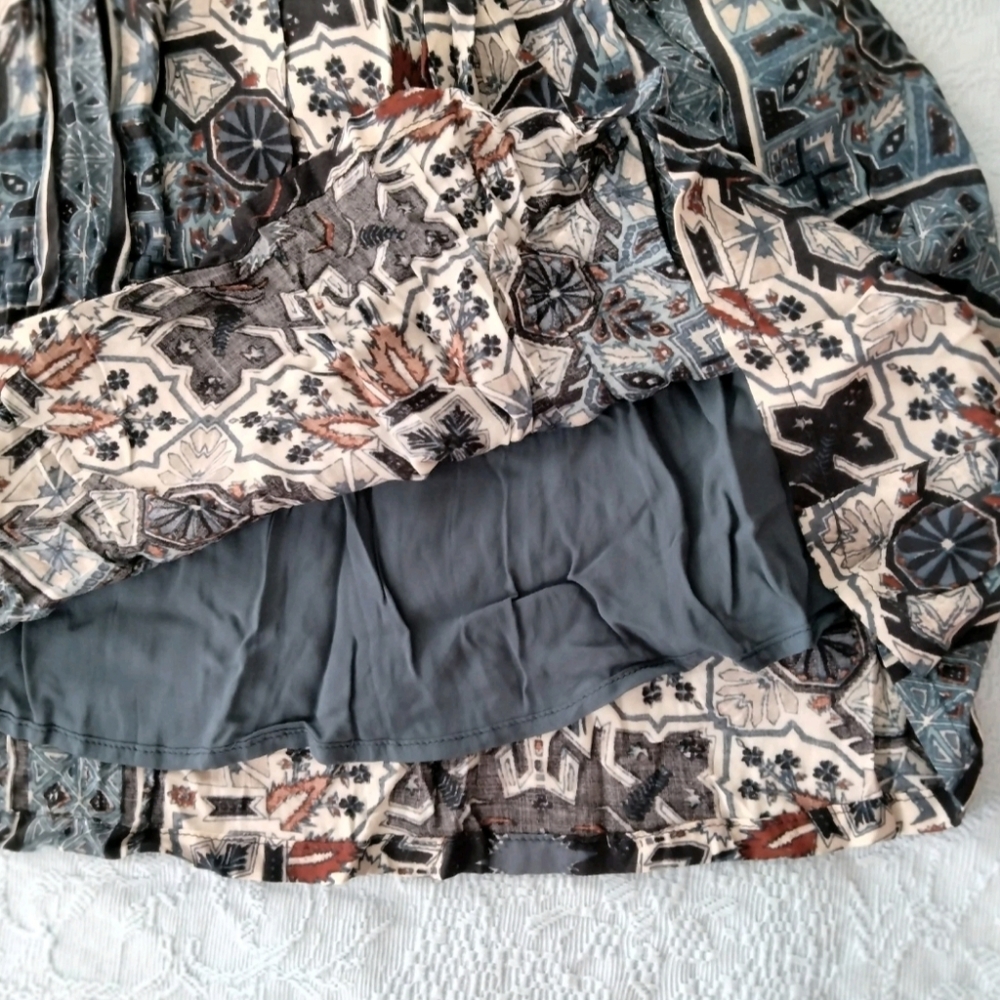 Free People NWT Marine Blue OKSANA Long Sleeve Mini Dress Size 6 Boho Peasant - Picture 9 of 15